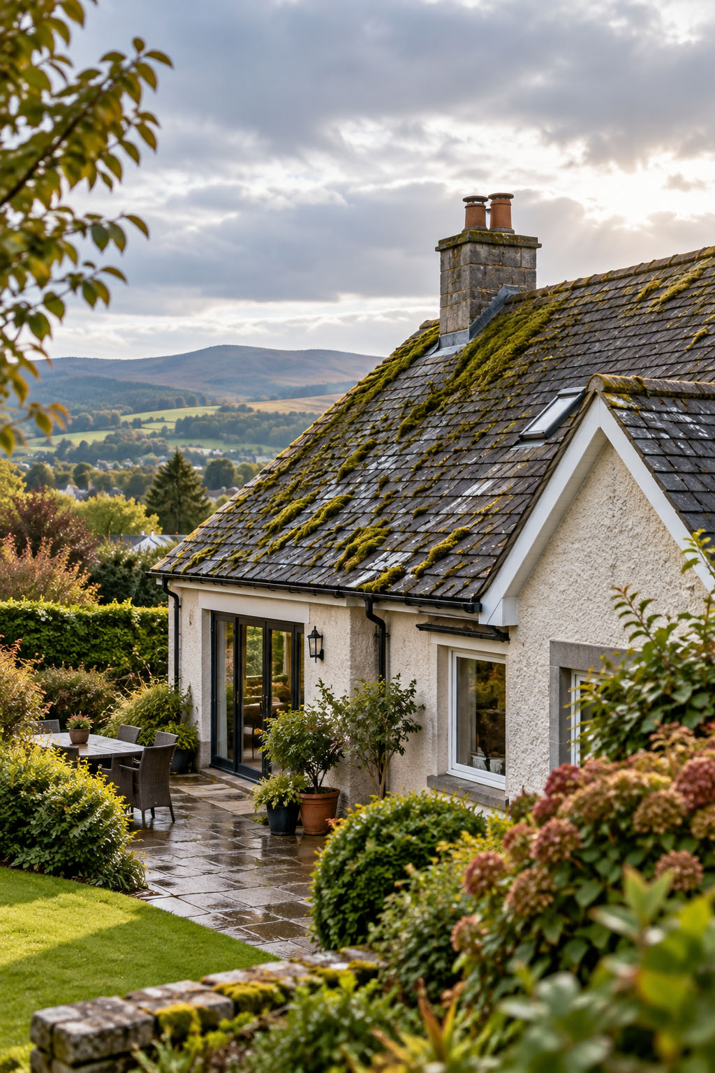 Roof moss removal from residential roof tiles in Wicklow